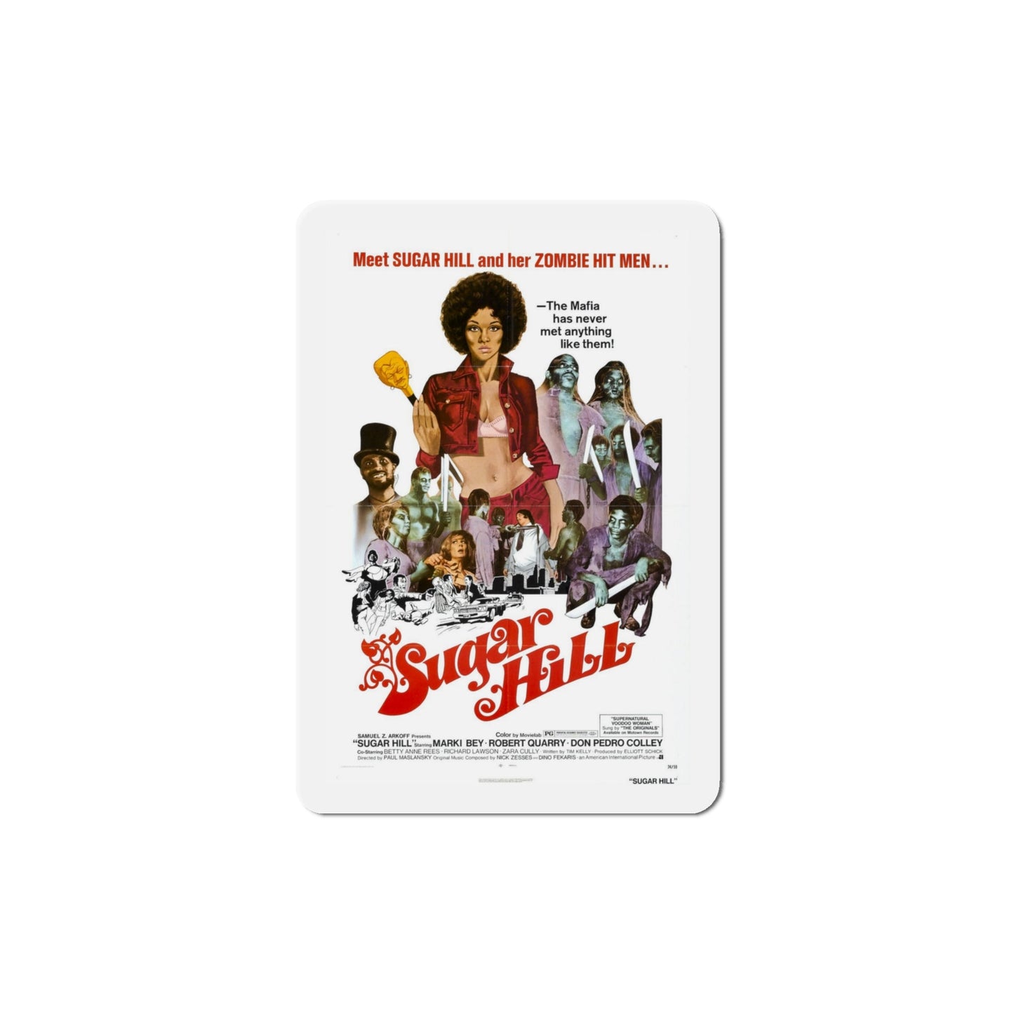 Sugar Hill 1974 Movie Poster Die-Cut Magnet-4" x 4"-The Sticker Space