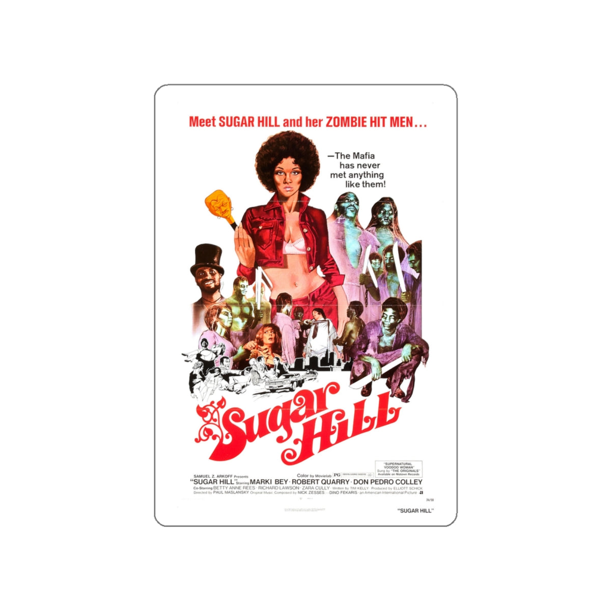 SUGAR HILL 1974 Movie Poster STICKER Vinyl Die-Cut Decal-White-The Sticker Space