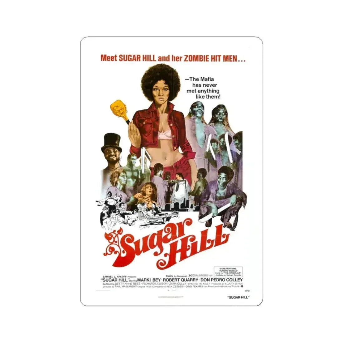 Sugar Hill 1974 Movie Poster - STICKER Vinyl Kiss-Cut Decal 3 Inch White - The Sticker Space