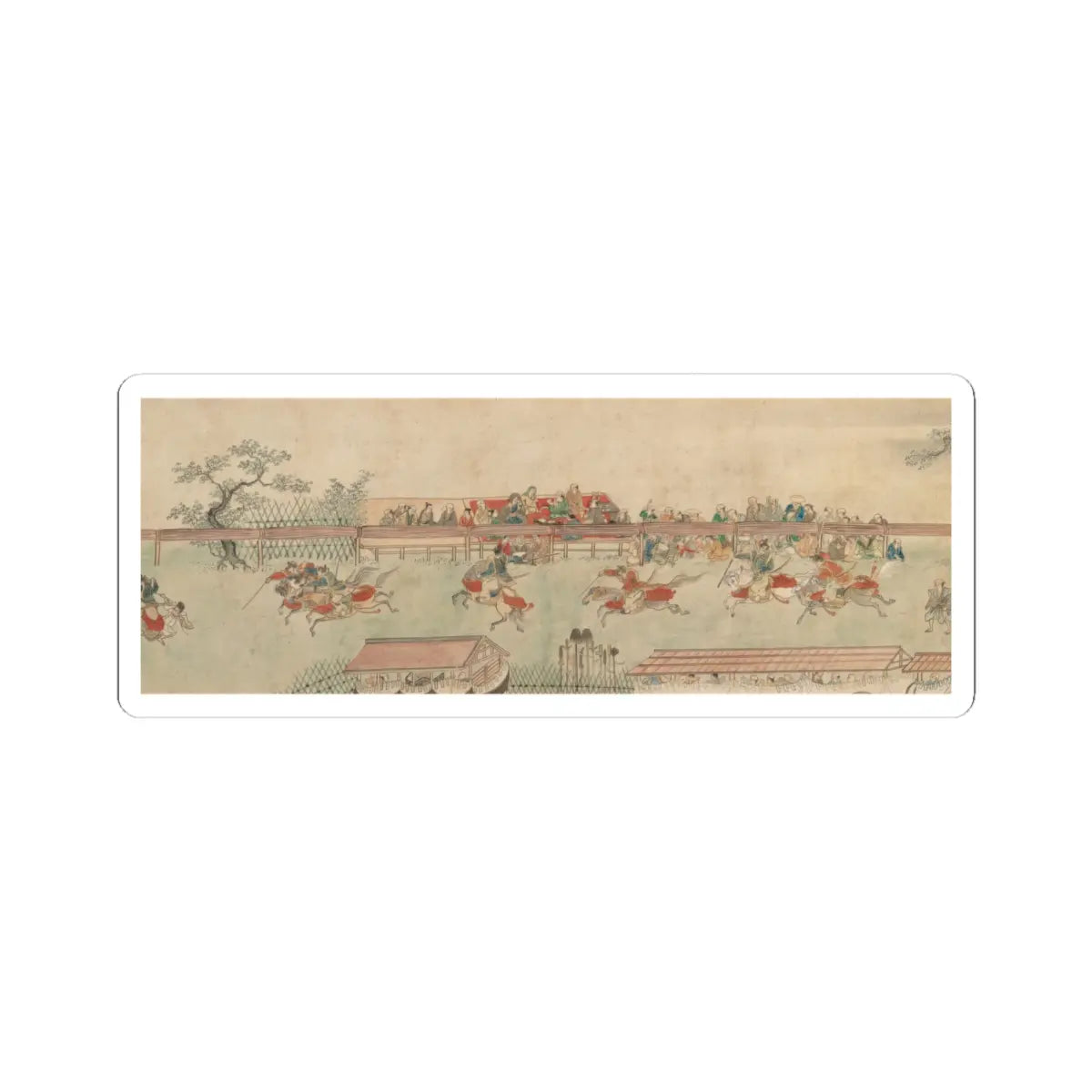 Sumiyoshi Hiromori - Horse Race at Kamo - 18th century v1 - STICKER Vinyl Kiss-Cut Decal