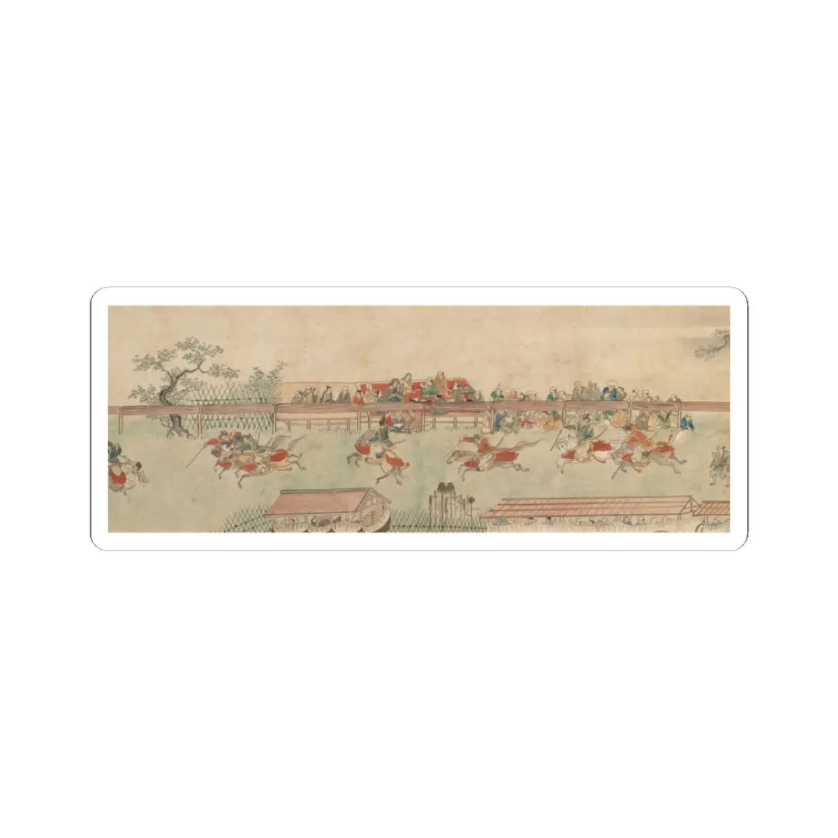 Sumiyoshi Hiromori - Horse Race at Kamo - 18th century v1 - STICKER Vinyl Kiss-Cut Decal