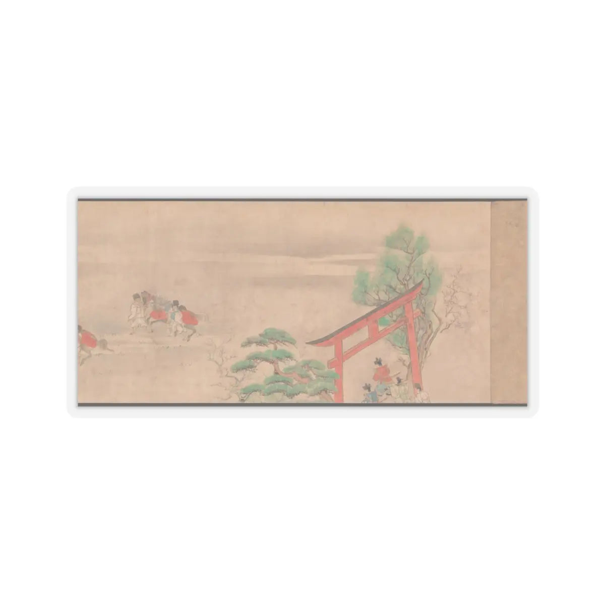 Sumiyoshi Hiromori - Horse Race at Kamo - 18th century v3 - STICKER Vinyl Kiss-Cut Decal