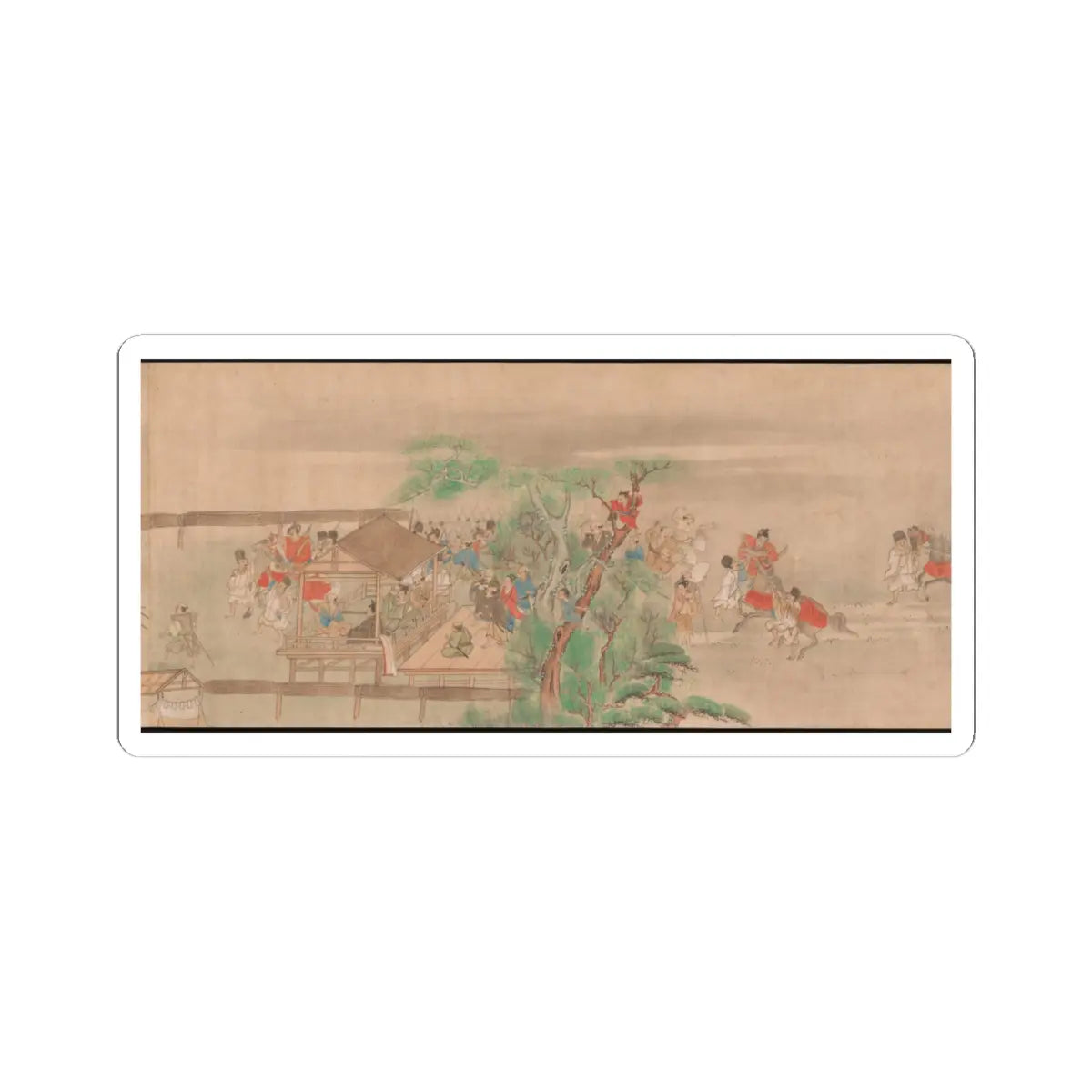Sumiyoshi Hiromori - Horse Race at Kamo - 18th century v4 - STICKER Vinyl Kiss-Cut Decal