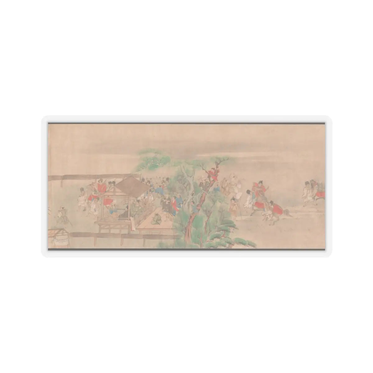 Sumiyoshi Hiromori - Horse Race at Kamo - 18th century v4 - STICKER Vinyl Kiss-Cut Decal