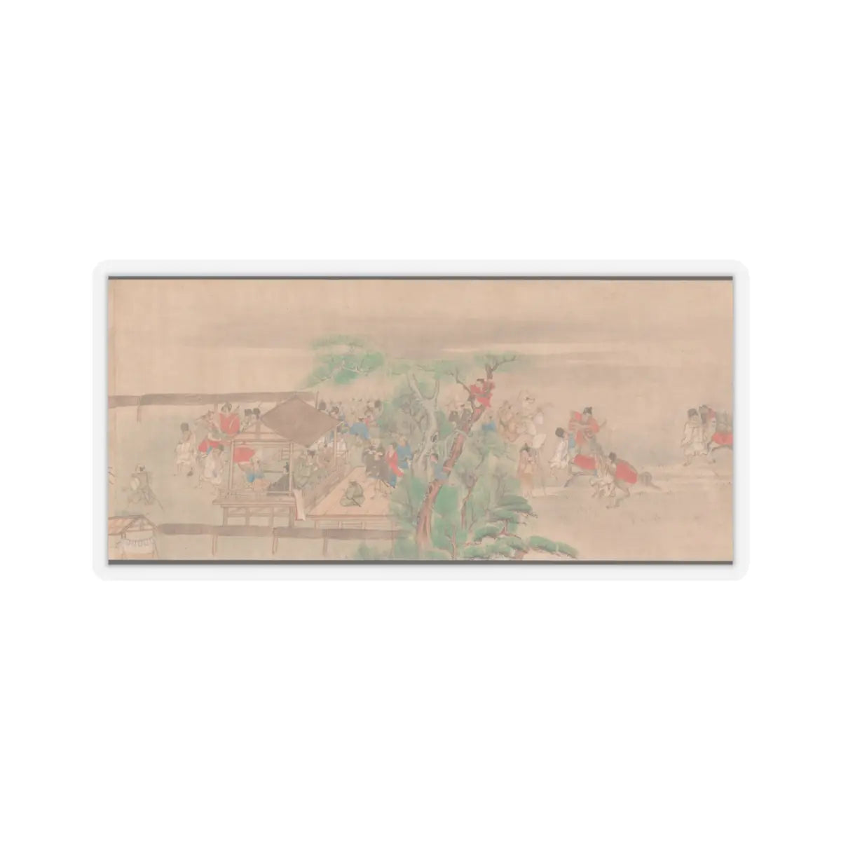 Sumiyoshi Hiromori - Horse Race at Kamo - 18th century v4 - STICKER Vinyl Kiss-Cut Decal
