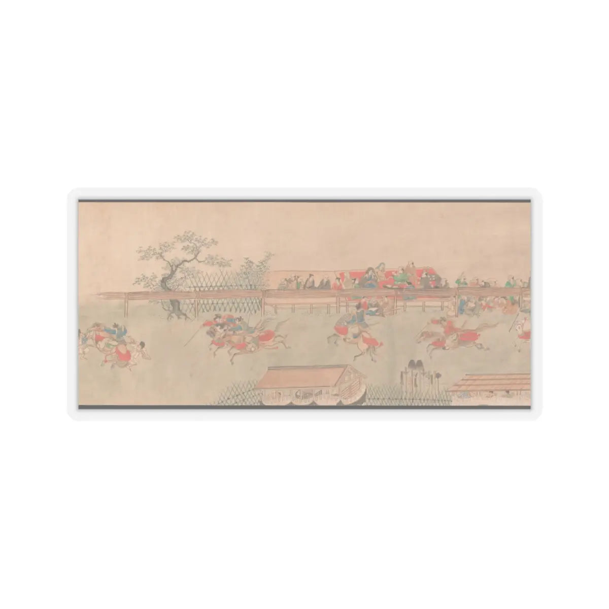 Sumiyoshi Hiromori - Horse Race at Kamo - 18th century v6 - STICKER Vinyl Kiss-Cut Decal
