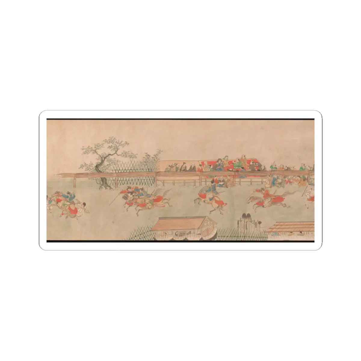 Sumiyoshi Hiromori - Horse Race at Kamo - 18th century v6 - STICKER Vinyl Kiss-Cut Decal