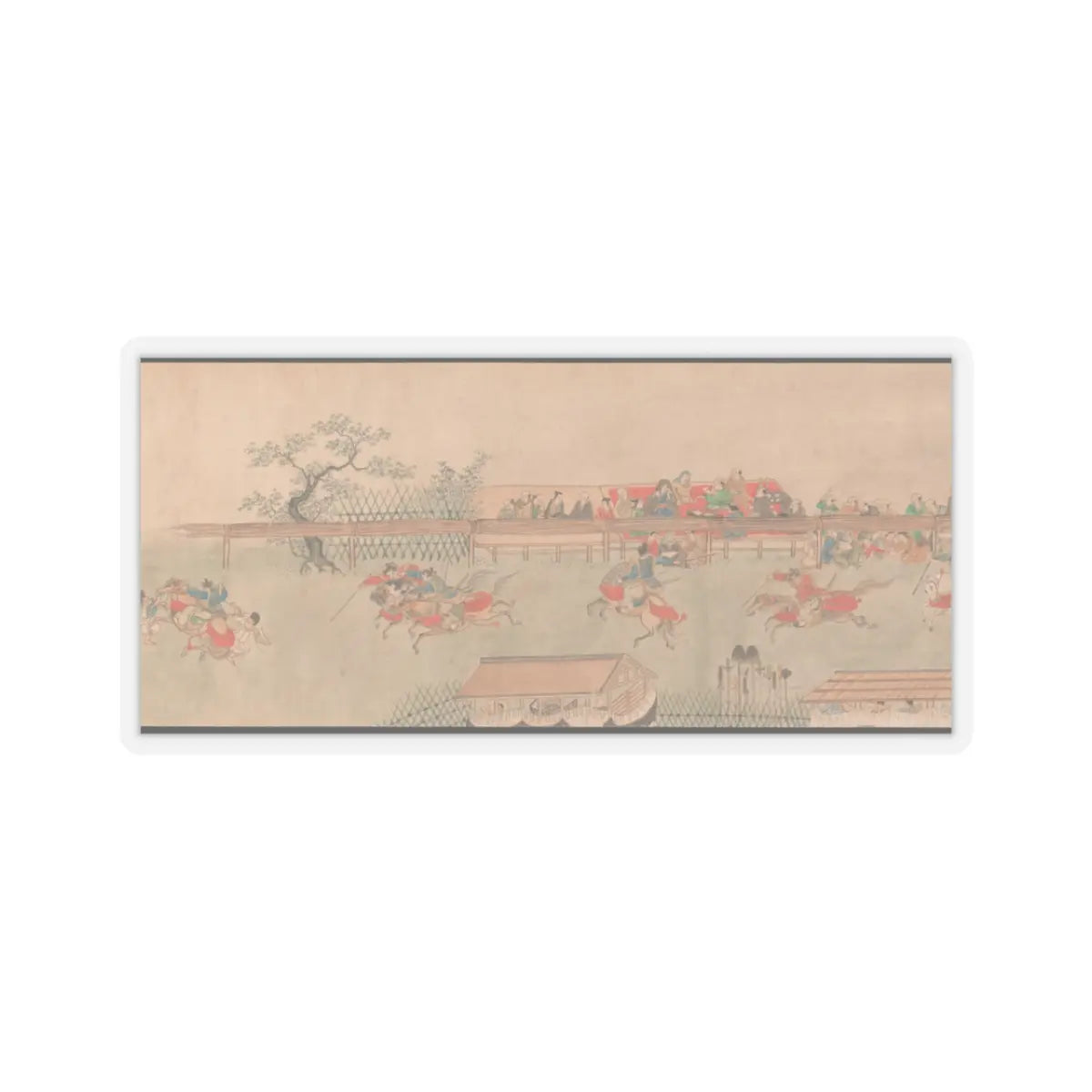 Sumiyoshi Hiromori - Horse Race at Kamo - 18th century v6 - STICKER Vinyl Kiss-Cut Decal