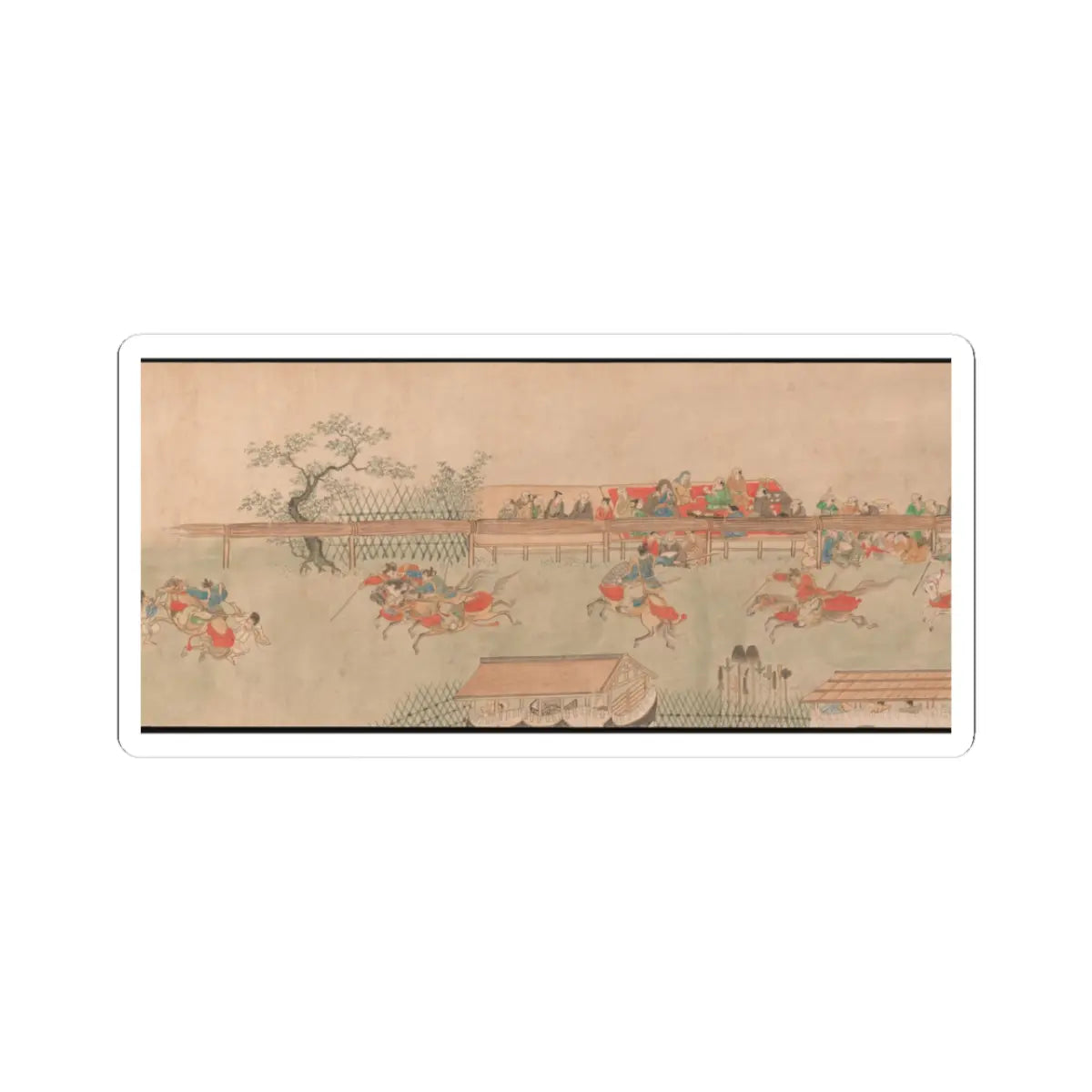 Sumiyoshi Hiromori - Horse Race at Kamo - 18th century v6 - STICKER Vinyl Kiss-Cut Decal
