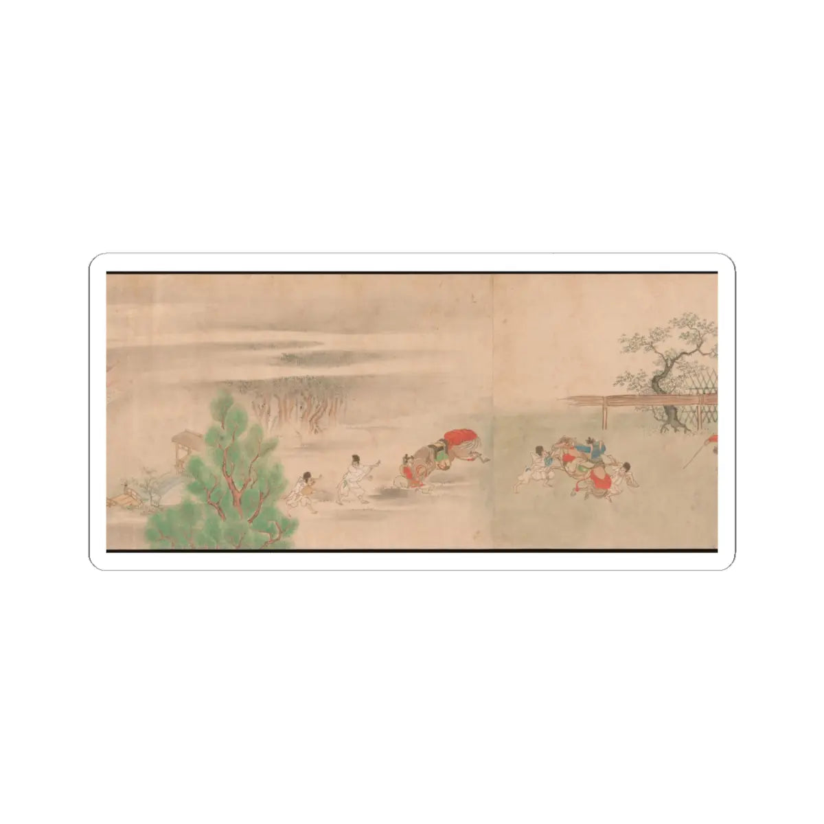 Sumiyoshi Hiromori - Horse Race at Kamo - 18th century v7 - STICKER Vinyl Kiss-Cut Decal