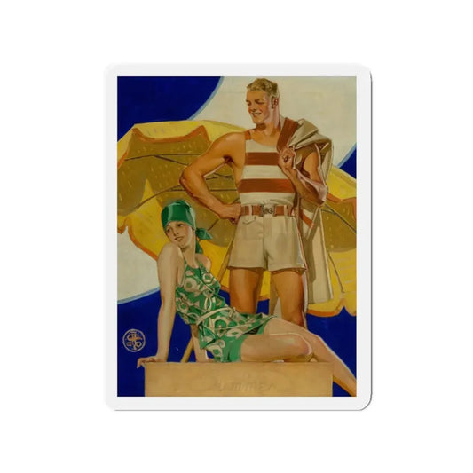 Summer, The Saturday Evening Post cover, August 27, 1927 (Magazine Illustration) Refrigerator Magnet 2 Inch Die-Cut - The Sticker Space