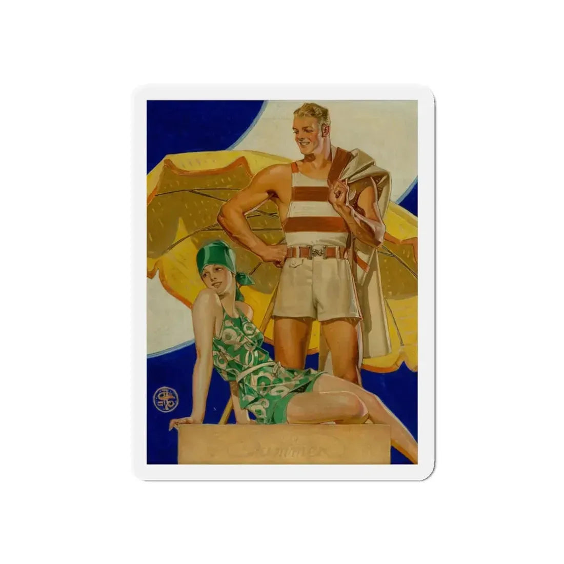 Summer, The Saturday Evening Post cover, August 27, 1927 (Magazine Illustration) Refrigerator Magnet 3 Inch Die-Cut - The Sticker Space