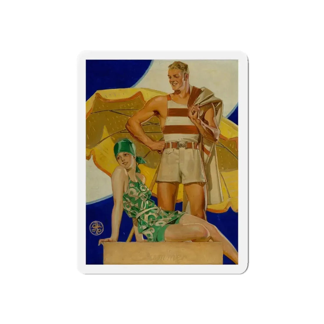 Summer, The Saturday Evening Post cover, August 27, 1927 (Magazine Illustration) Refrigerator Magnet 4 Inch Die-Cut - The Sticker Space