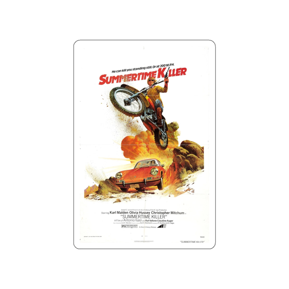 SUMMERTIME KILLER 1972 Movie Poster STICKER Vinyl Die-Cut Decal-White-The Sticker Space