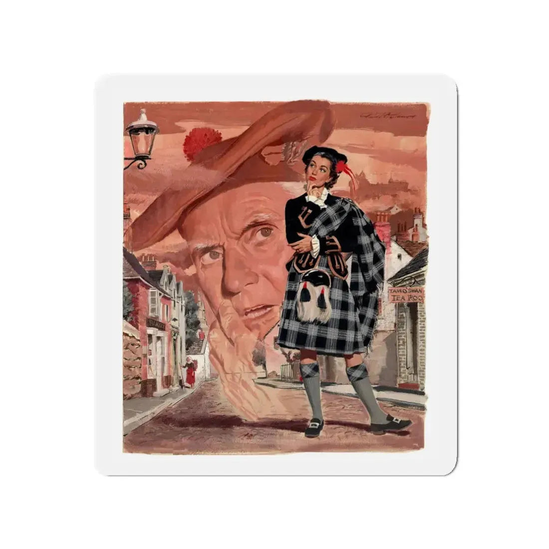 Sunday Mirror Magazine illustration, 1952 (Magazine Illustration) Refrigerator Magnet 3 Inch Die-Cut - The Sticker Space