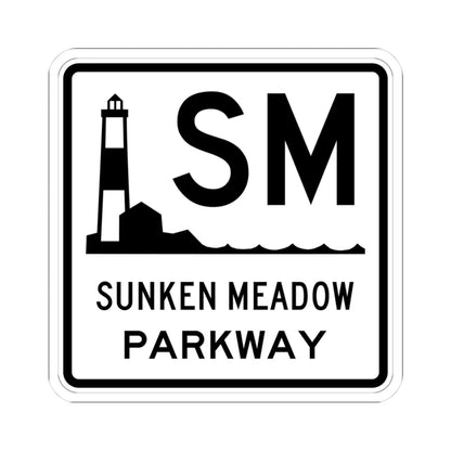 Sunken Meadow Pkwy Shield (New York) (Road Sign) STICKER Vinyl Kiss-Cut Decal 3 Inch White - The Sticker Space