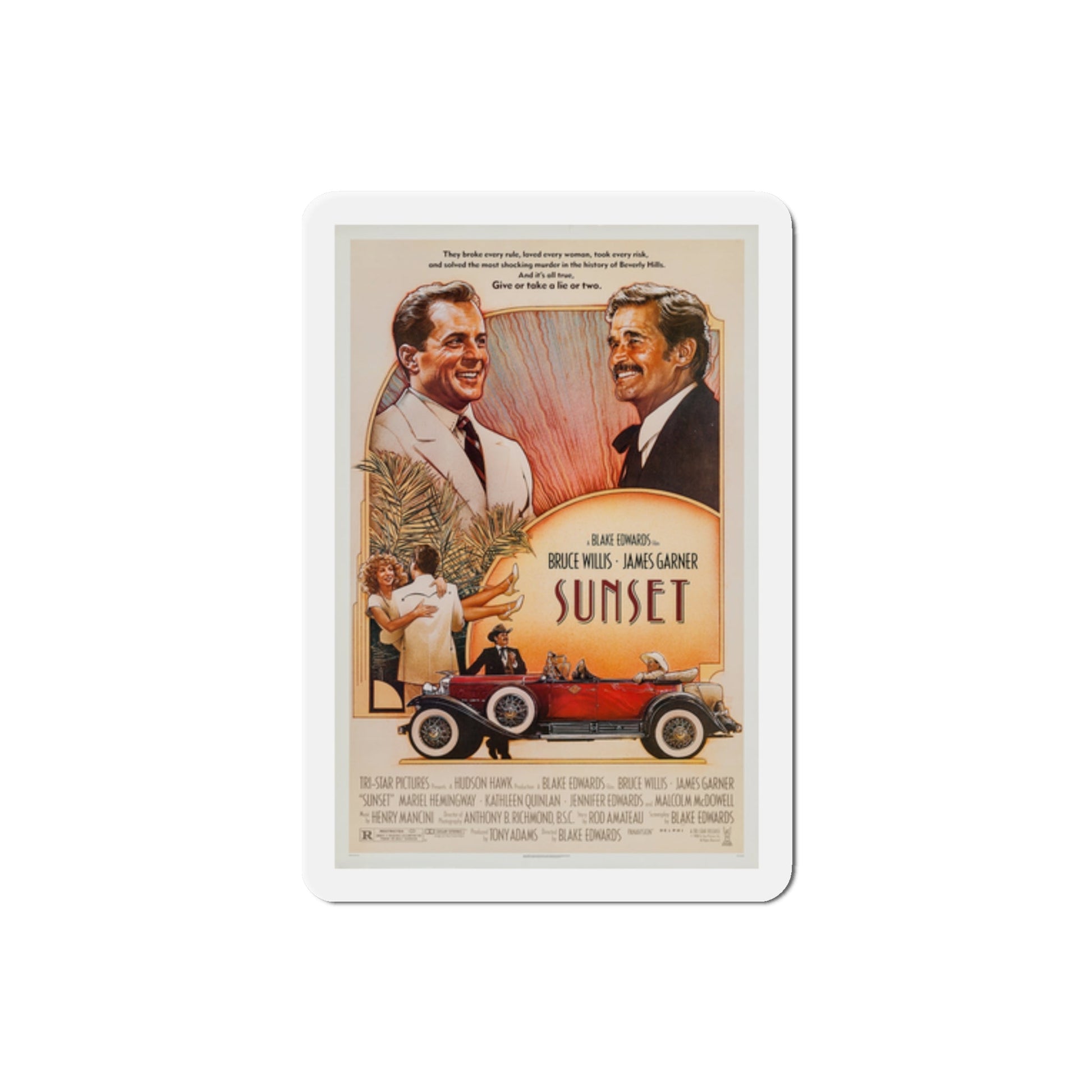 Sunset 1988 Movie Poster Die-Cut Magnet-2" x 2"-The Sticker Space