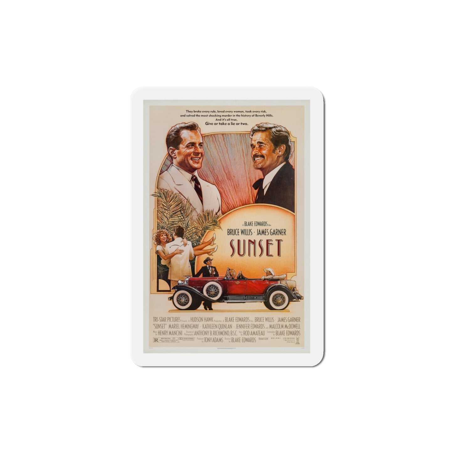 Sunset 1988 Movie Poster Die-Cut Magnet-3" x 3"-The Sticker Space