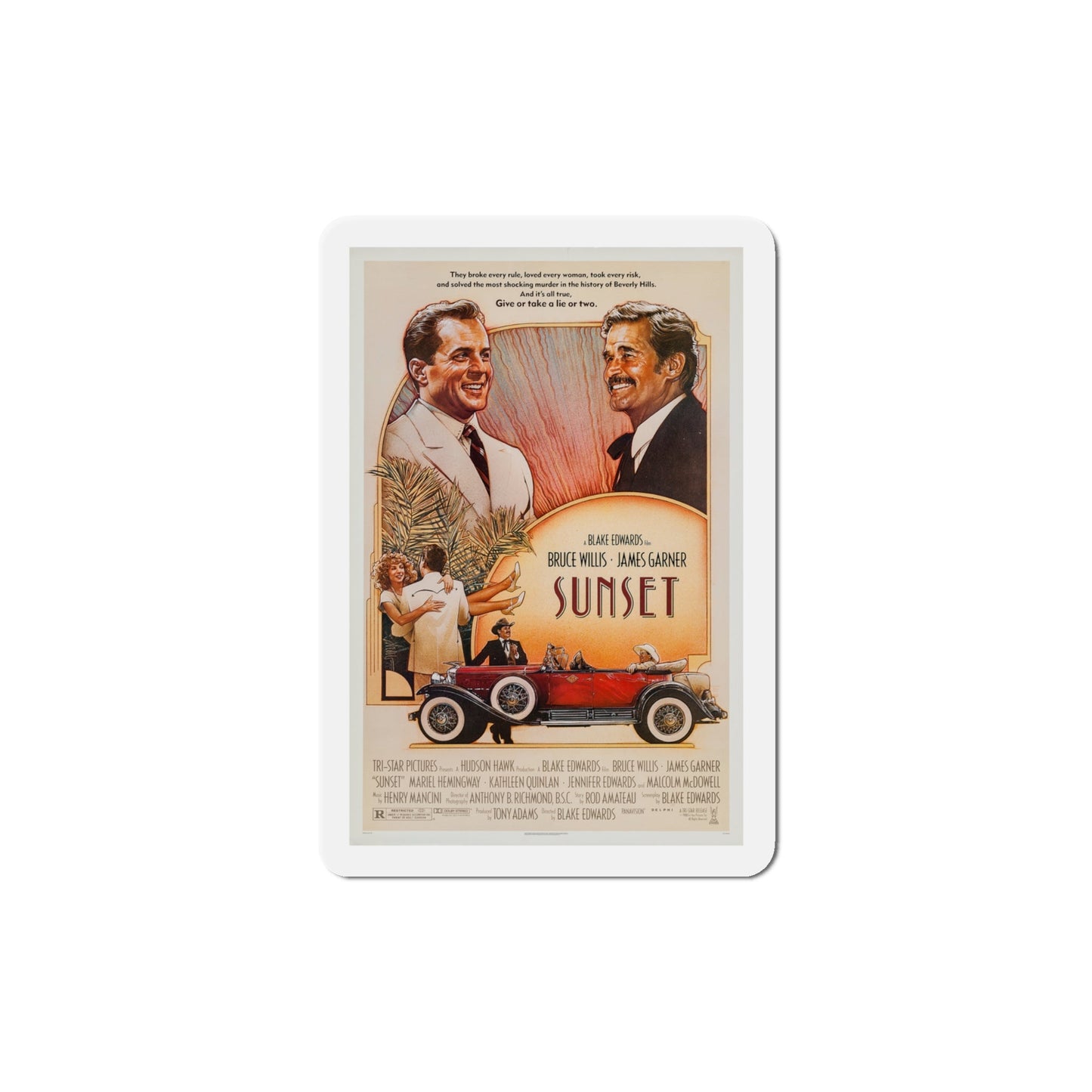 Sunset 1988 Movie Poster Die-Cut Magnet-4" x 4"-The Sticker Space