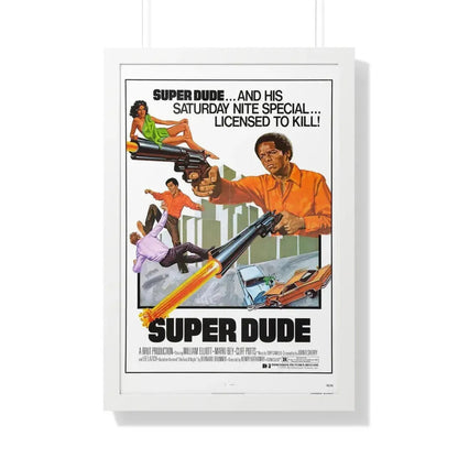 SUPER DUDE 1974 - Framed Movie Poster 20" x 30" White - The Sticker Space