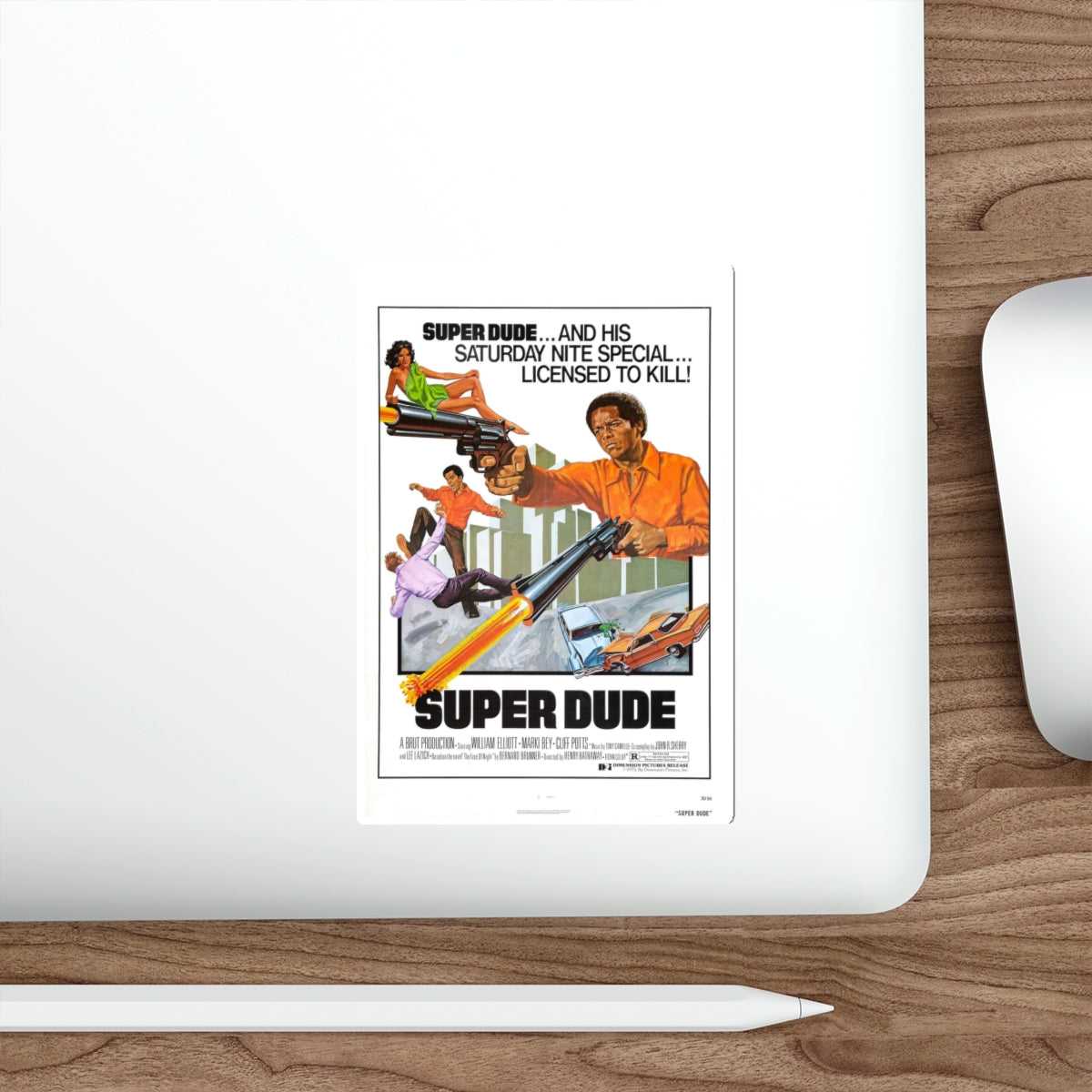 SUPER DUDE 1974 Movie Poster STICKER Vinyl Die-Cut Decal-The Sticker Space