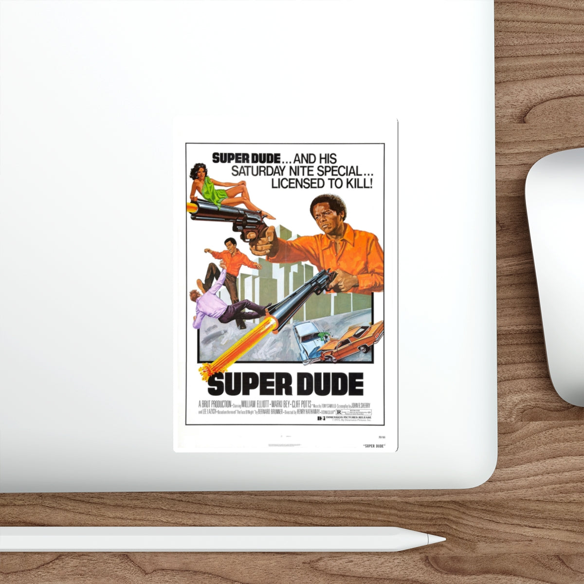 SUPER DUDE 1974 Movie Poster STICKER Vinyl Die-Cut Decal-The Sticker Space