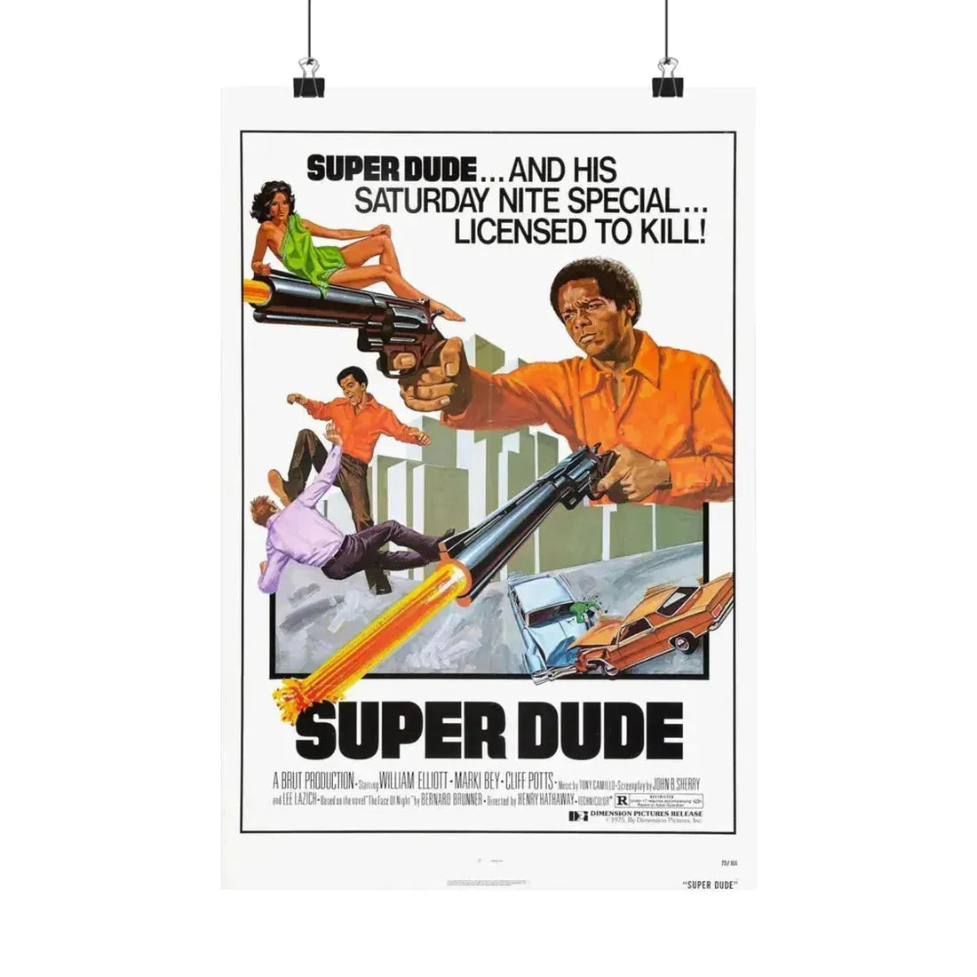 SUPER DUDE 1974 - Paper Movie Poster 12″ x 18″ Matte - The Sticker Space