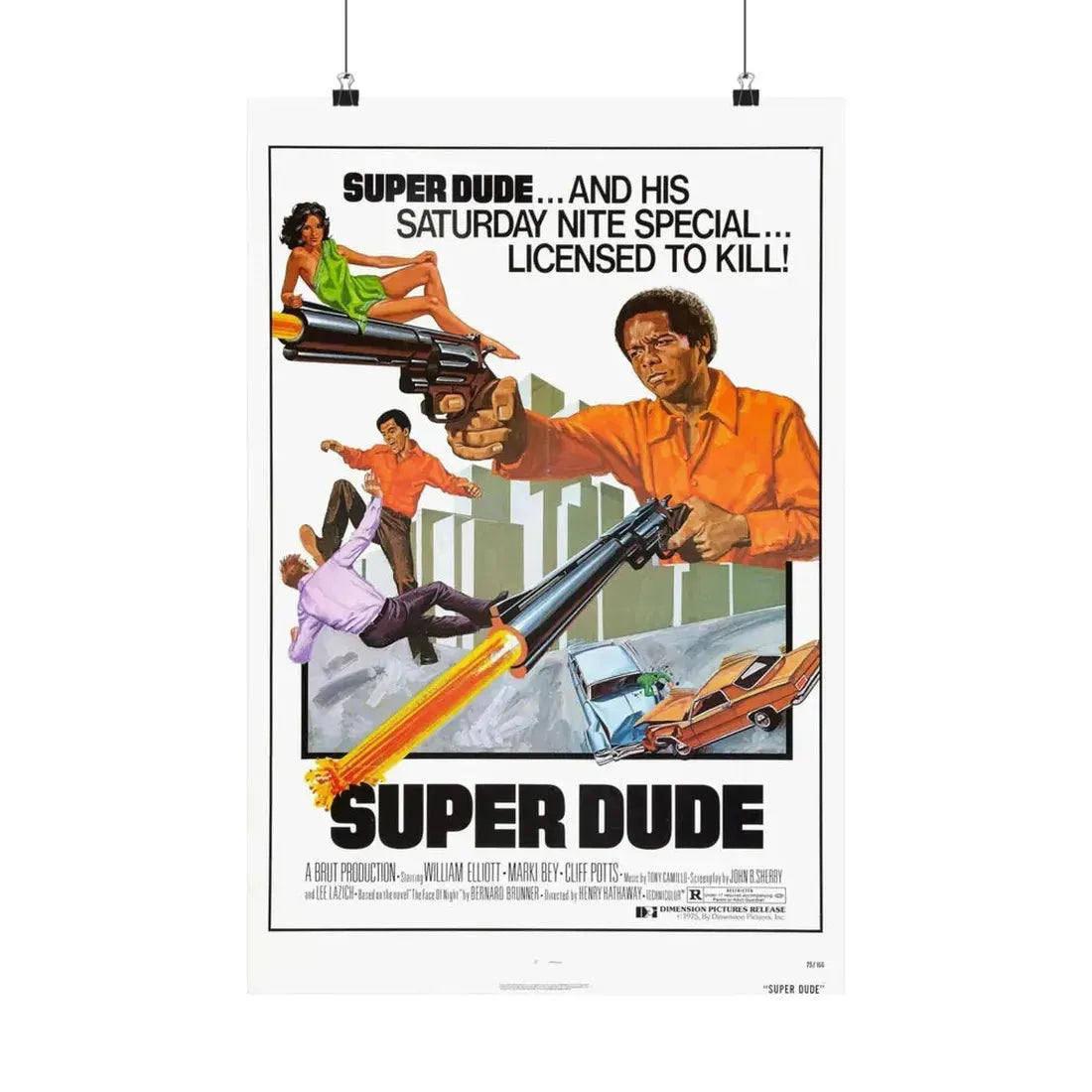 SUPER DUDE 1974 - Paper Movie Poster 16″ x 24″ Matte - The Sticker Space