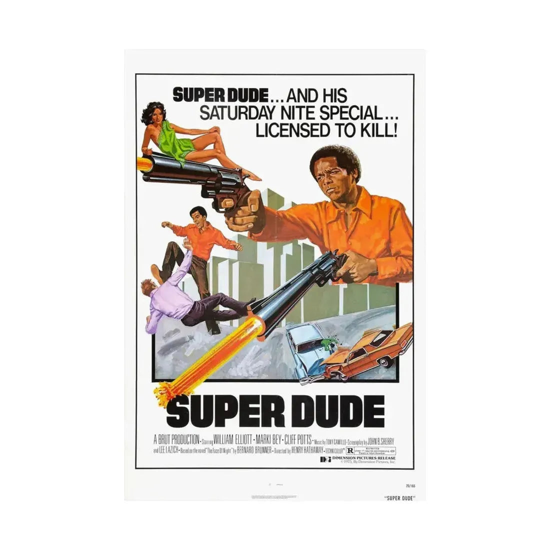 SUPER DUDE 1974 - Paper Movie Poster - The Sticker Space