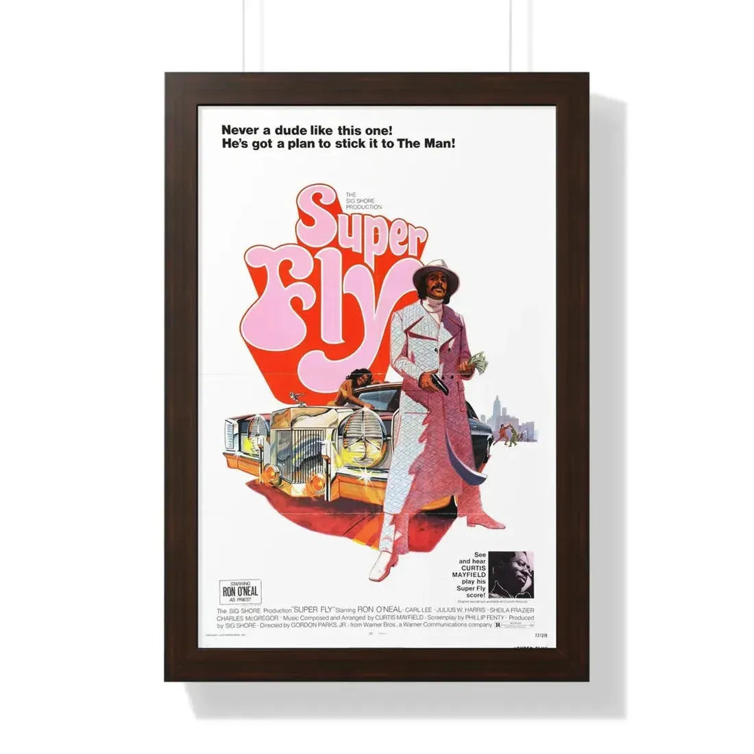 SUPER FLY 1972 - Framed Movie Poster 16″ x 24″ Walnut - The Sticker Space