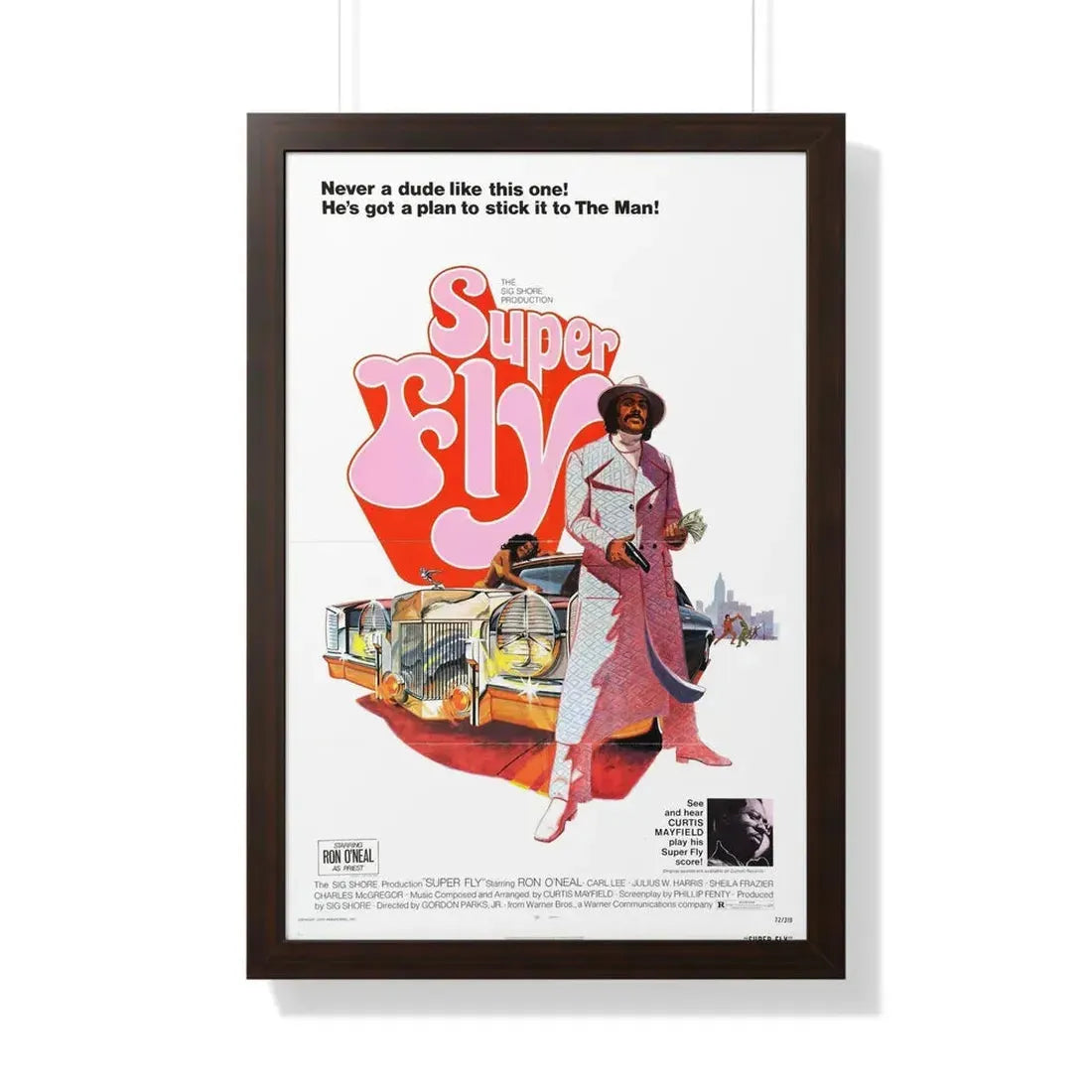 SUPER FLY 1972 - Framed Movie Poster 20" x 30" Walnut - The Sticker Space