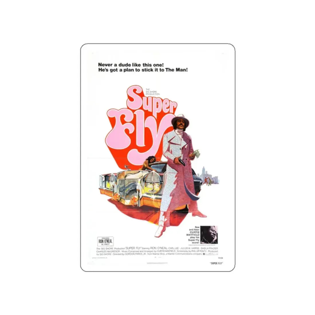 SUPER FLY 1972 Movie Poster STICKER Vinyl Die-Cut Decal 2 Inch - The Sticker Space