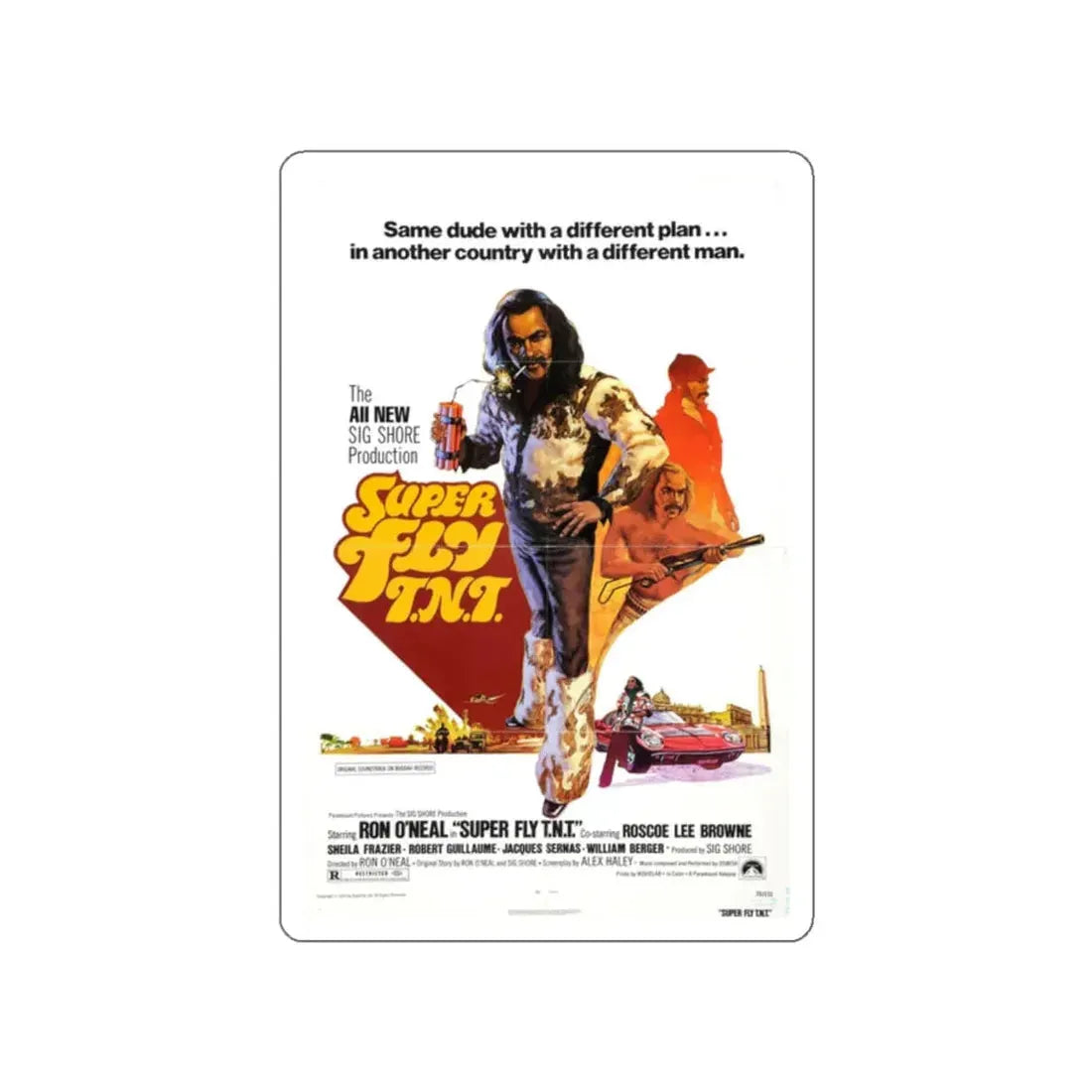 SUPER FLY T.N.T. 1973 Movie Poster STICKER Vinyl Die-Cut Decal 2 Inch - The Sticker Space