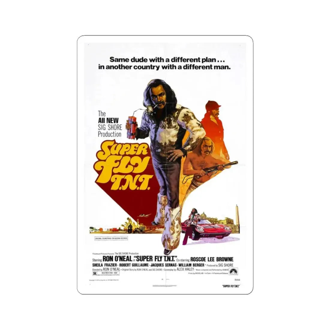 Super Fly TNT 1973 Movie Poster - STICKER Vinyl Kiss-Cut Decal 6 Inch White - The Sticker Space