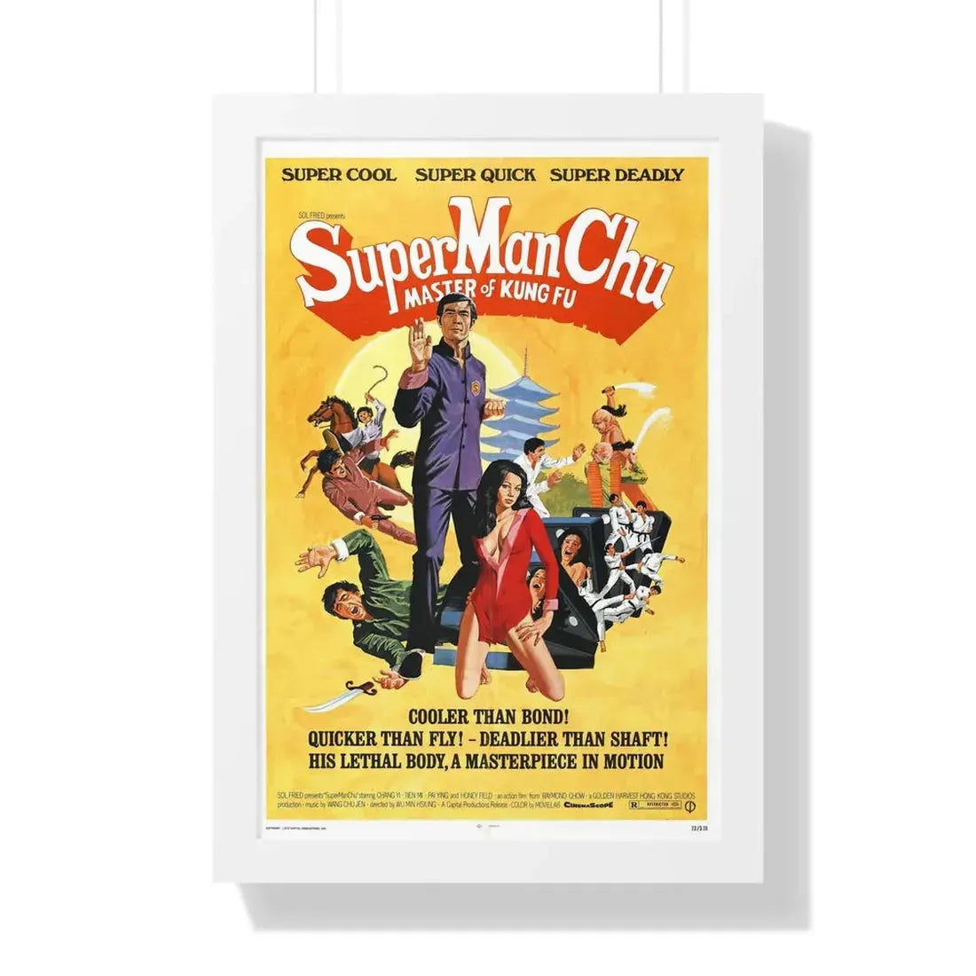 SUPER MAN CHU 1973 - Framed Movie Poster 16″ x 24″ White - The Sticker Space