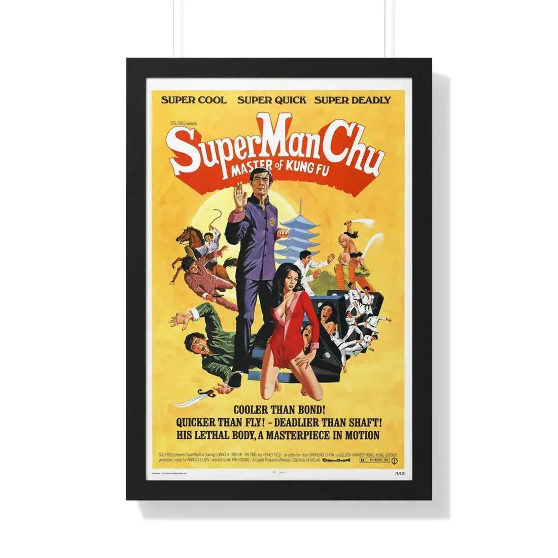 SUPER MAN CHU 1973 - Framed Movie Poster 20" x 30" Black - The Sticker Space