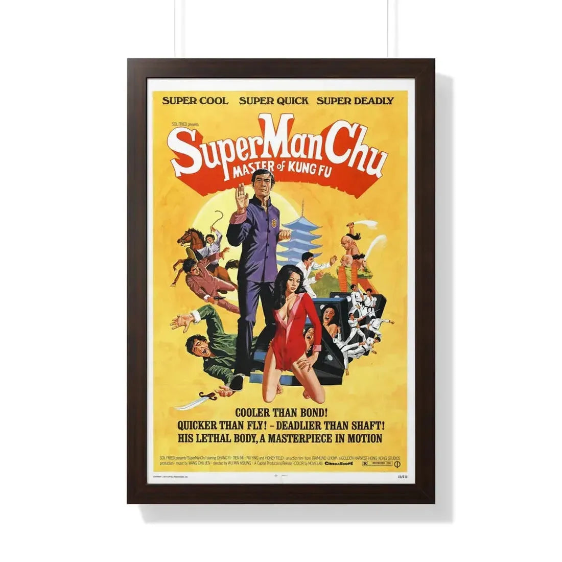 SUPER MAN CHU 1973 - Framed Movie Poster 20" x 30" Walnut - The Sticker Space