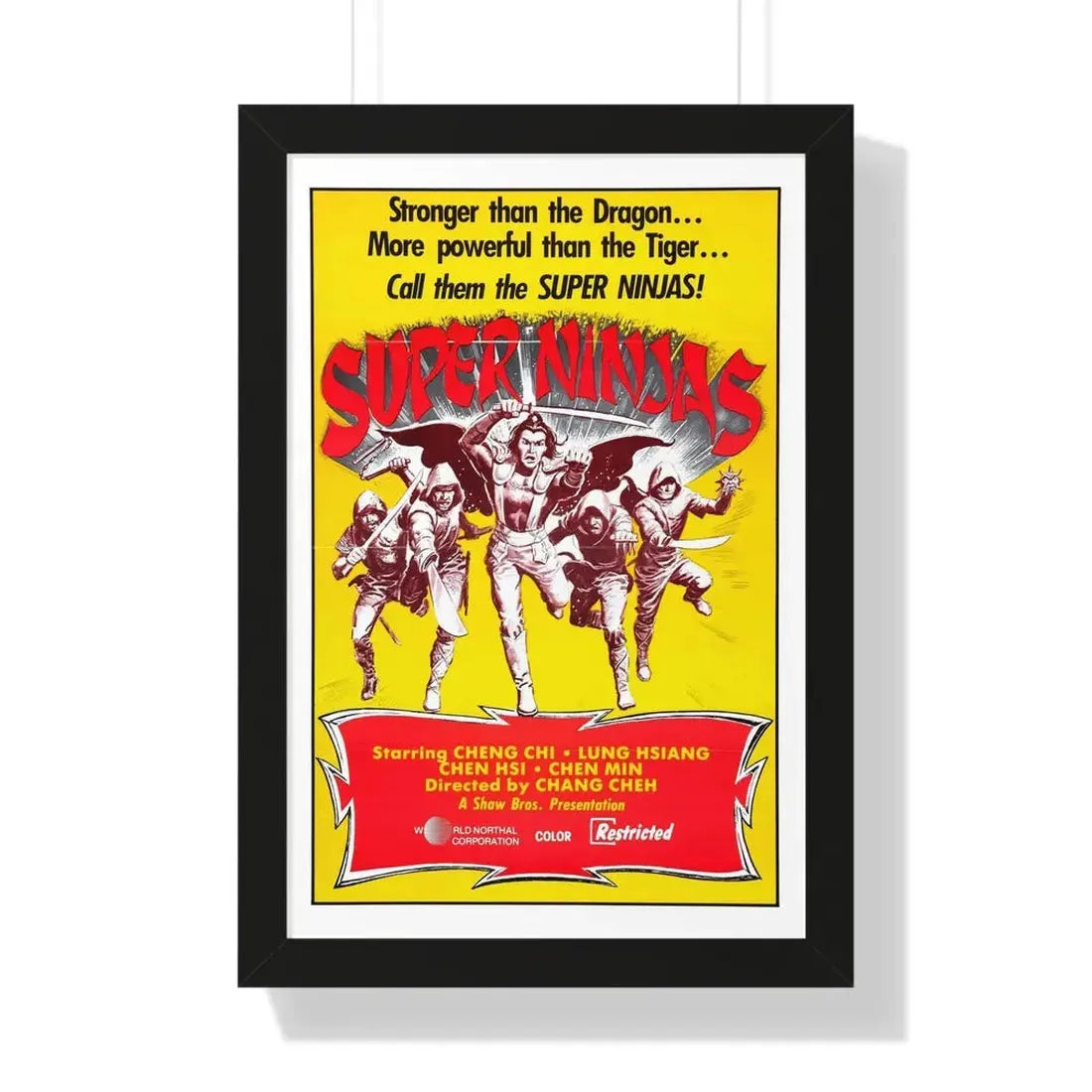 SUPER NINJAS 1982 - Framed Movie Poster 16″ x 24″ Black - The Sticker Space