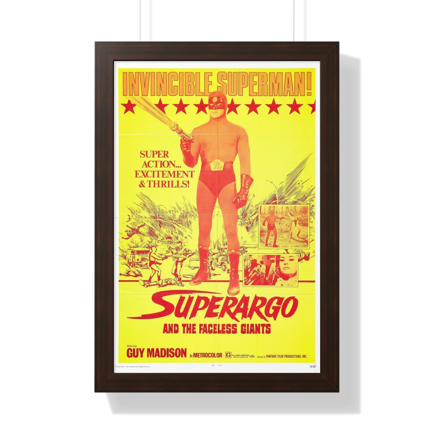 SUPERARGO AND THE FACELESS GIANTS 1968 - Framed Movie Poster-16″ x 24″-The Sticker Space