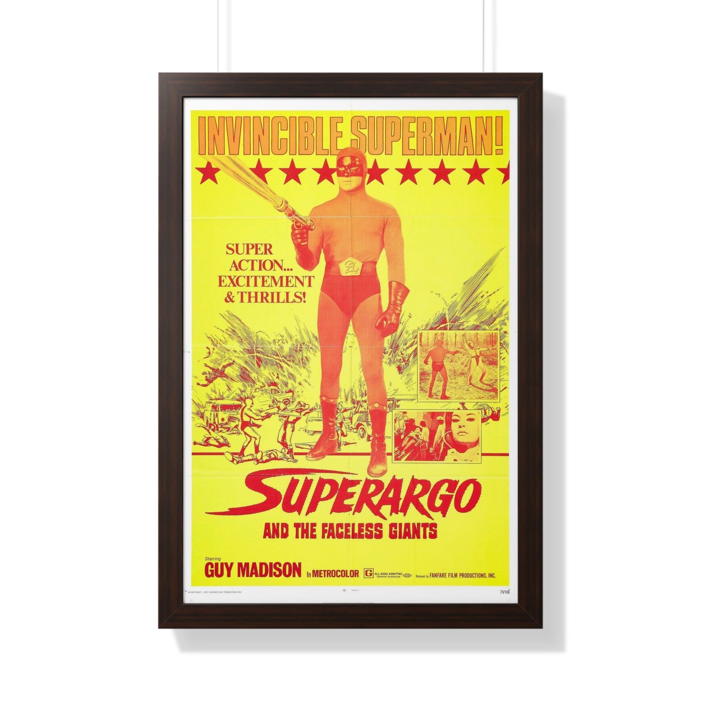 SUPERARGO AND THE FACELESS GIANTS 1968 - Framed Movie Poster-20" x 30"-The Sticker Space