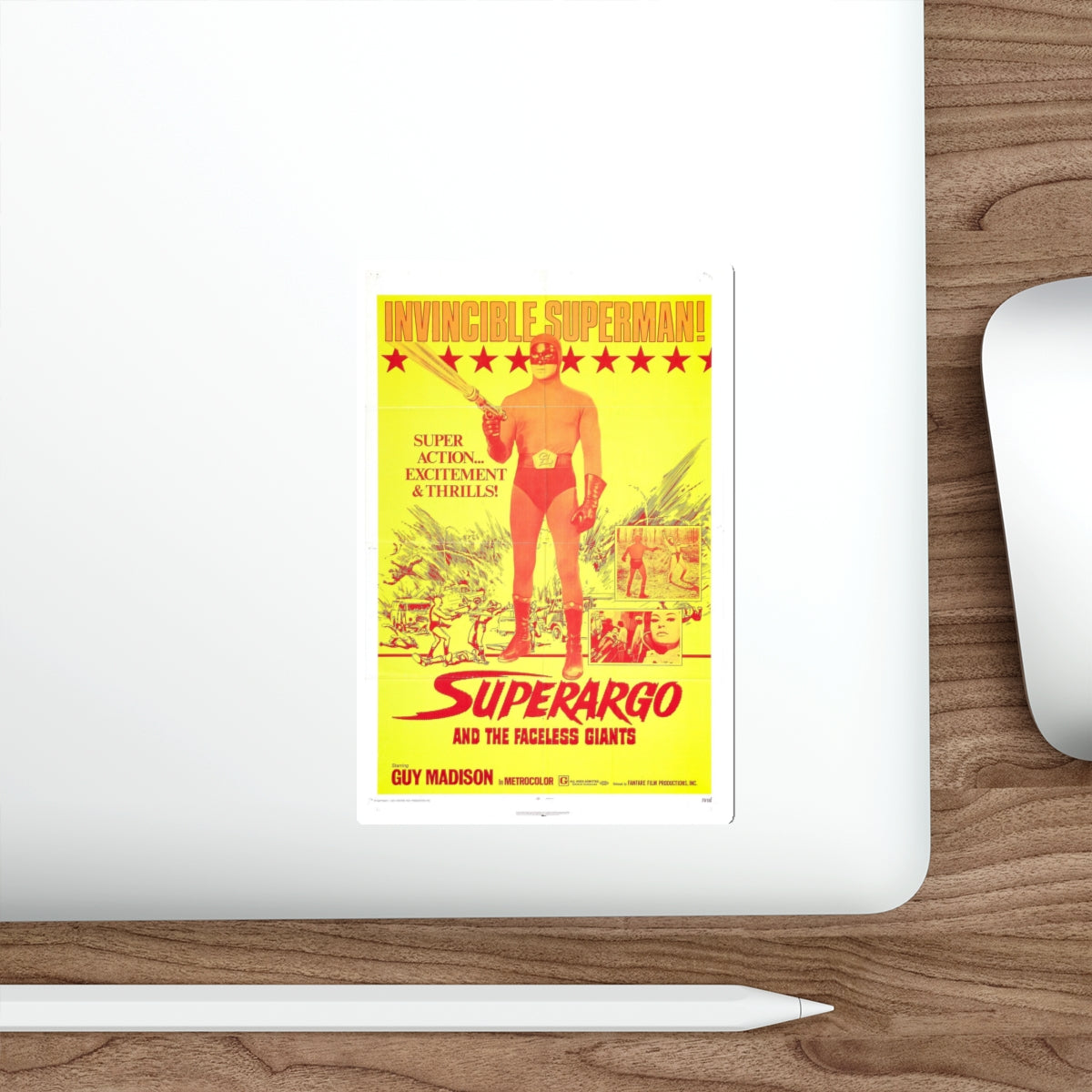 SUPERARGO AND THE FACELESS GIANTS 1968 Movie Poster STICKER Vinyl Die-Cut Decal-The Sticker Space