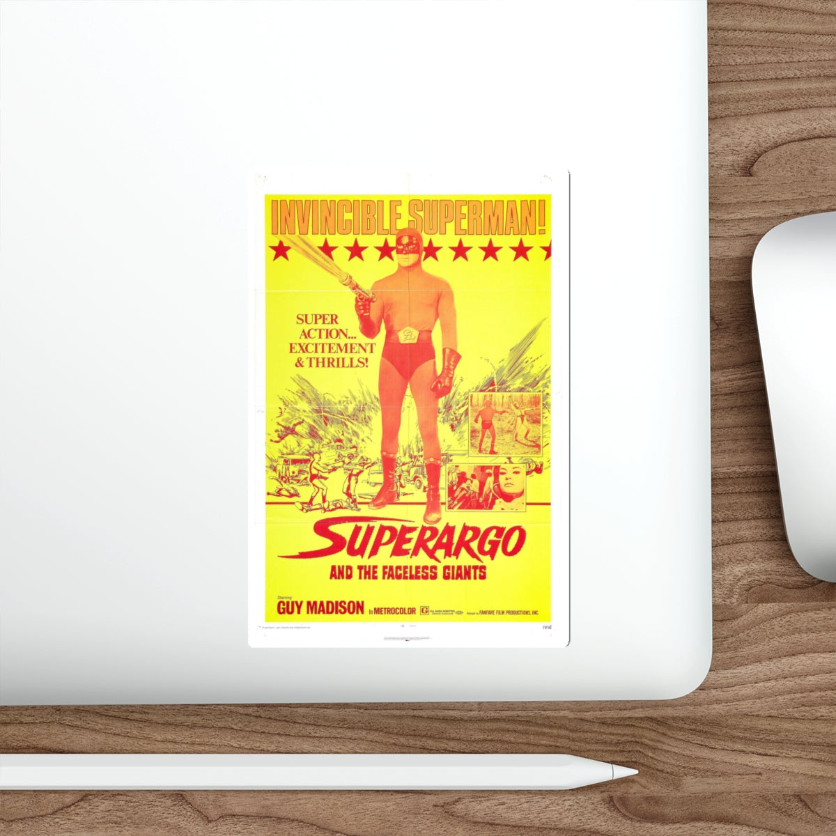 SUPERARGO AND THE FACELESS GIANTS 1968 Movie Poster STICKER Vinyl Die-Cut Decal-The Sticker Space