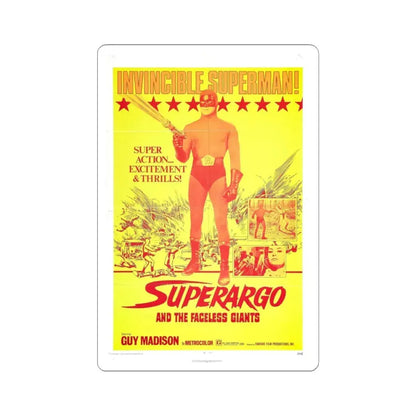 SUPERARGO AND THE FACELESS GIANTS 1968 Movie Poster - STICKER Vinyl Kiss-Cut Decal 6 Inch White - The Sticker Space
