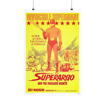 SUPERARGO AND THE FACELESS GIANTS 1968 - Paper Movie Poster-20″ x 30″-The Sticker Space