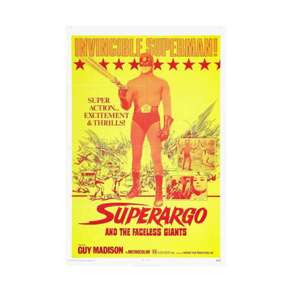 SUPERARGO AND THE FACELESS GIANTS 1968 - Paper Movie Poster - The Sticker Space