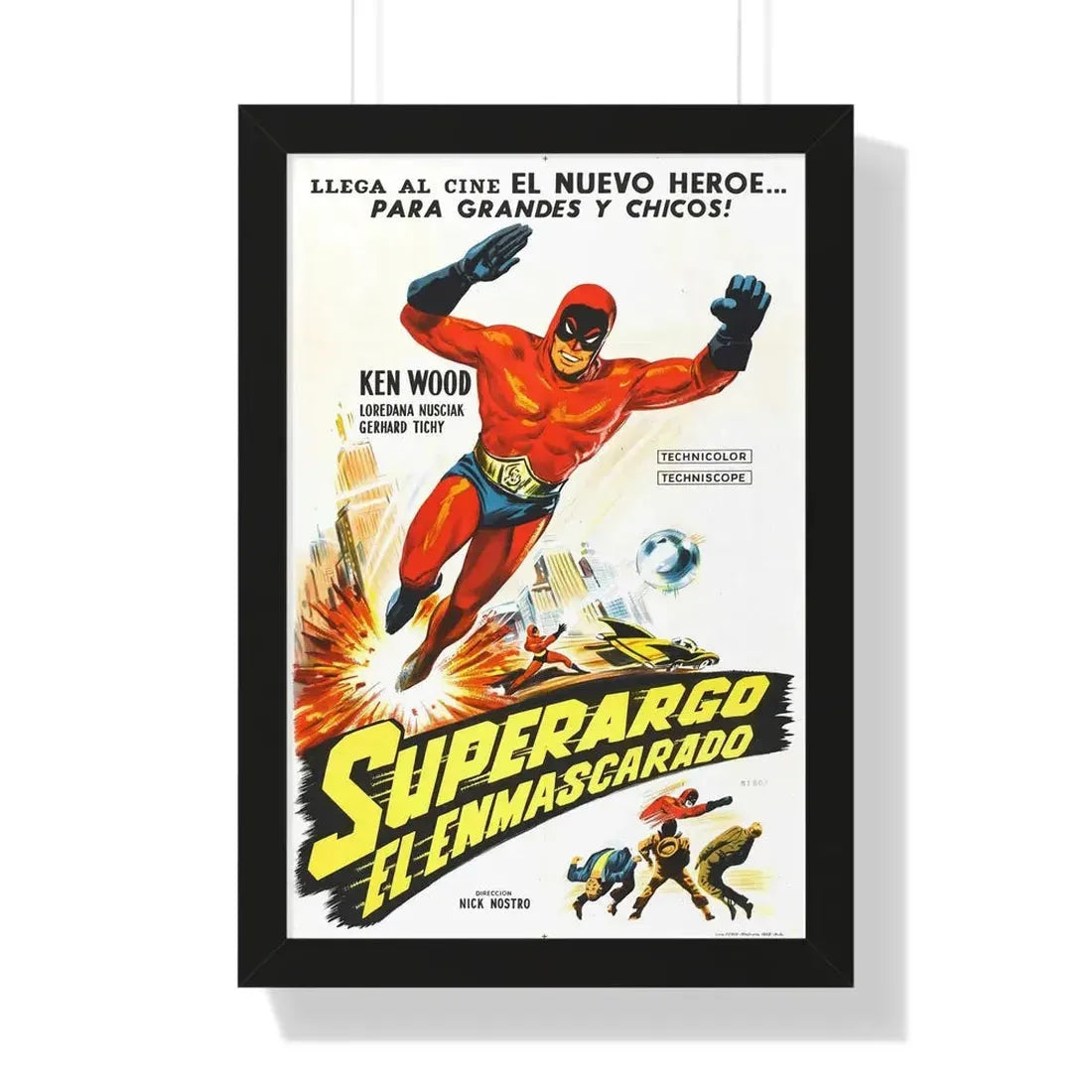 SUPERARGO VS DIABOLICUS (2) 1966 - Framed Movie Poster 16″ x 24″ Black - The Sticker Space