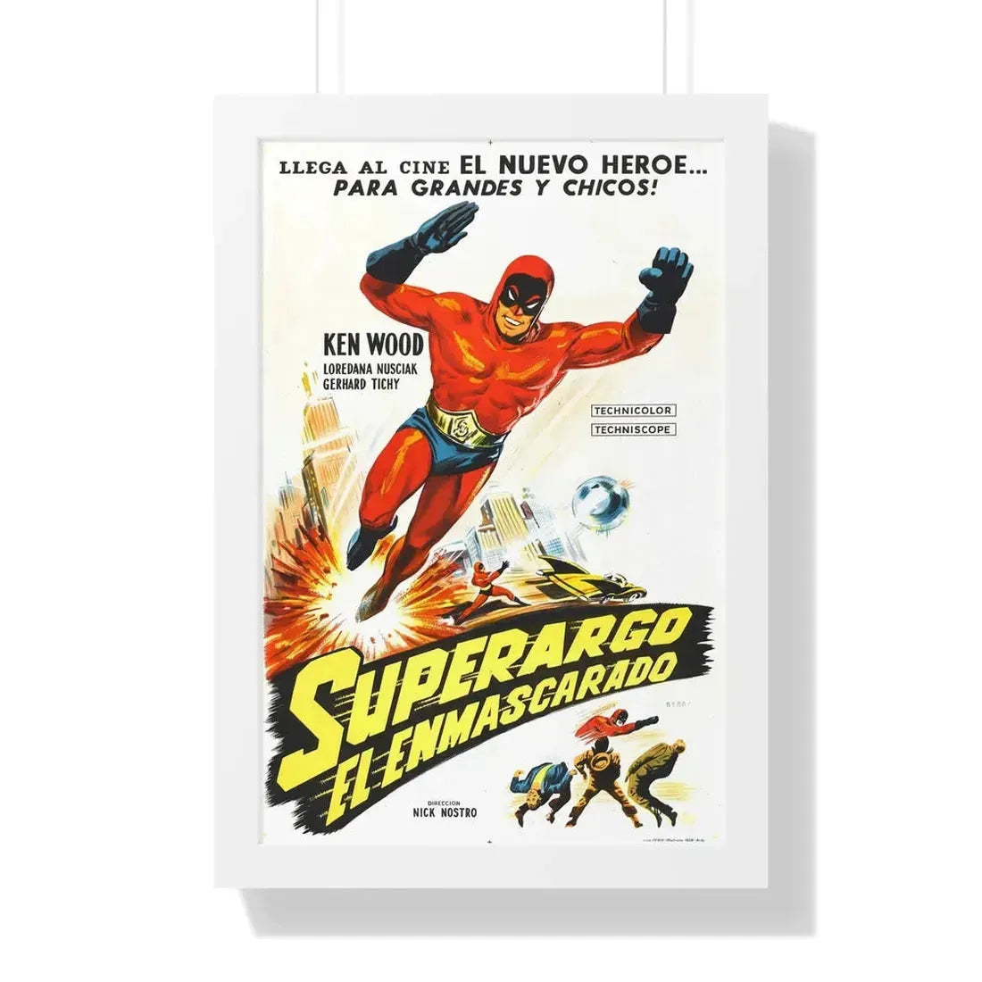 SUPERARGO VS DIABOLICUS (2) 1966 - Framed Movie Poster 16″ x 24″ White - The Sticker Space