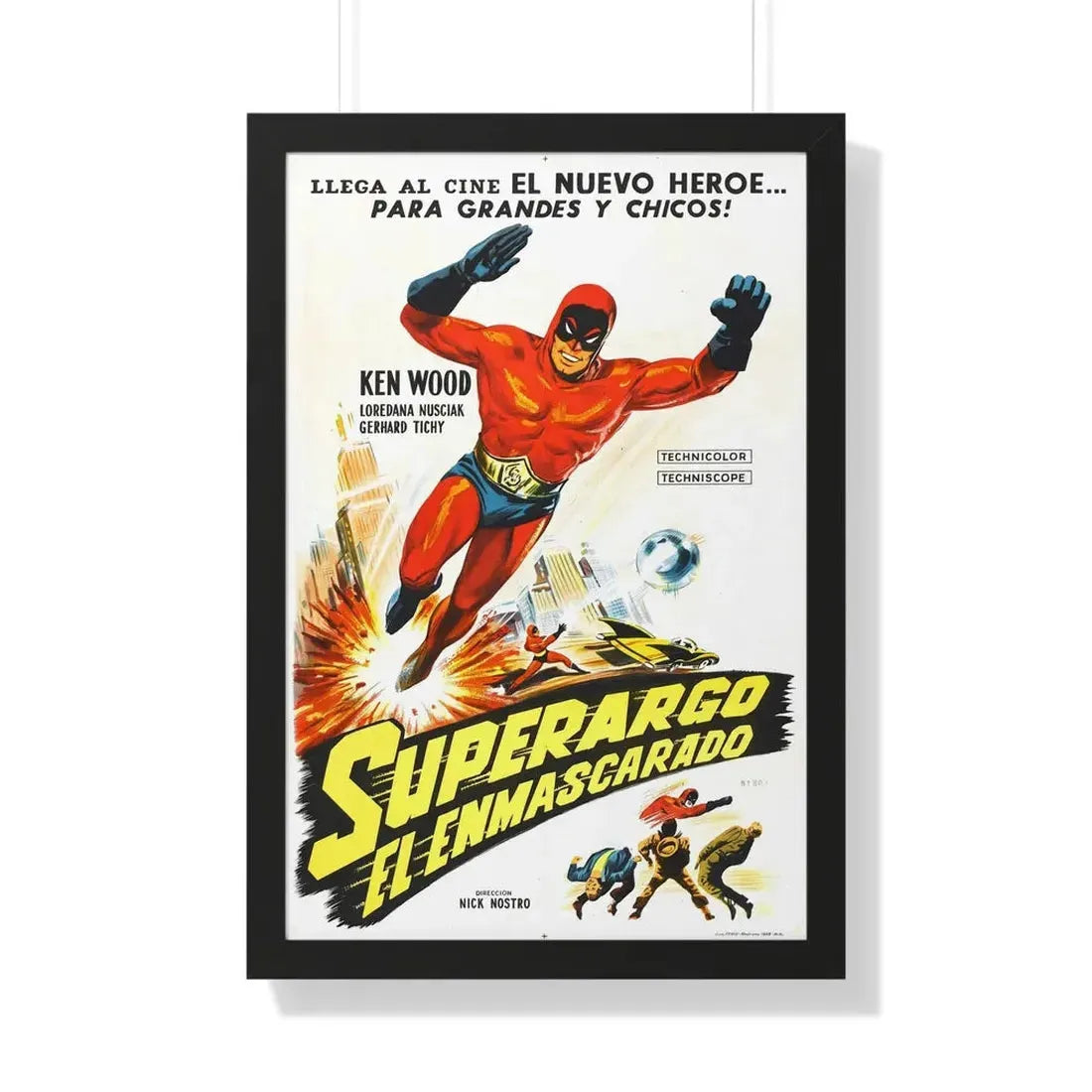 SUPERARGO VS DIABOLICUS (2) 1966 - Framed Movie Poster 20" x 30" Black - The Sticker Space