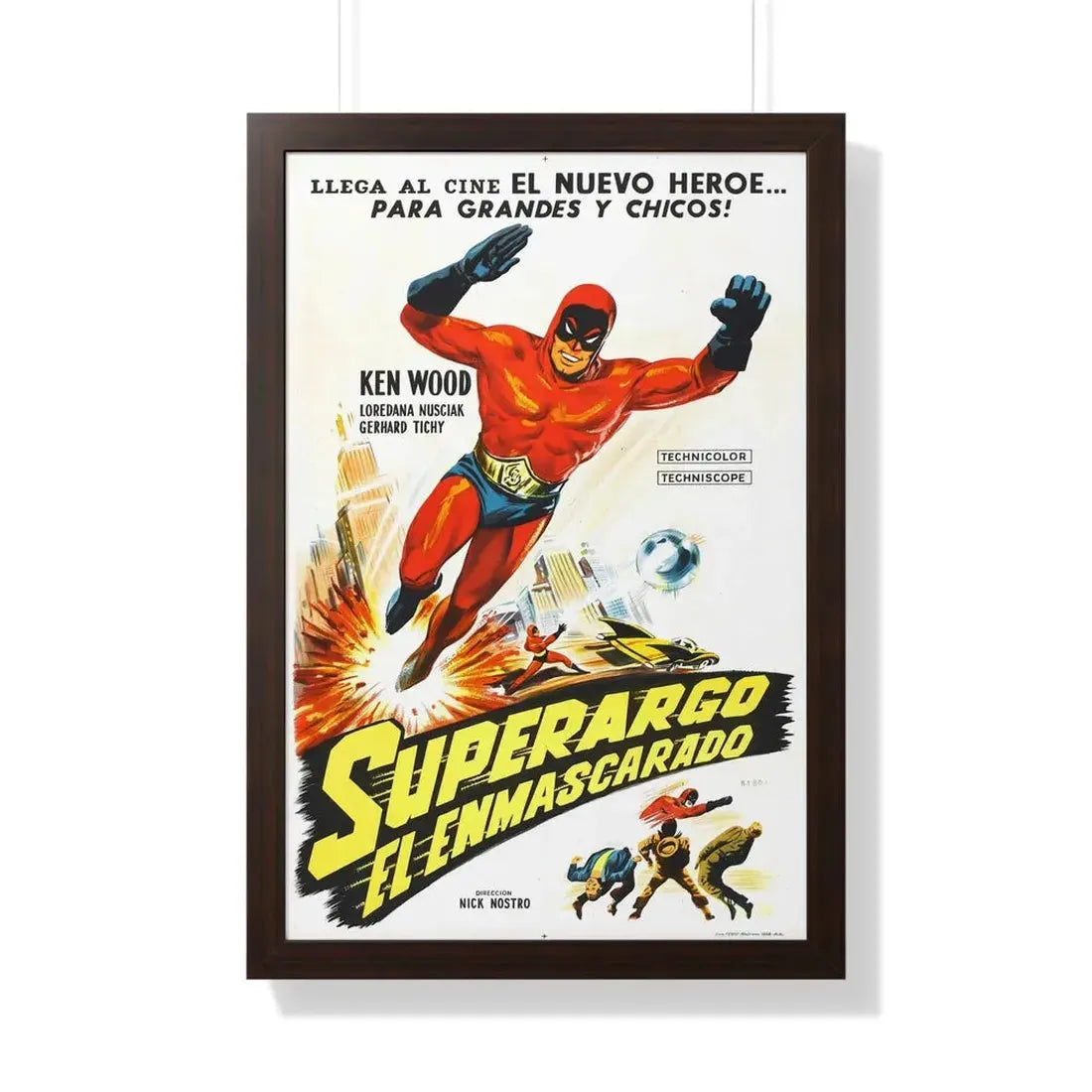 SUPERARGO VS DIABOLICUS (2) 1966 - Framed Movie Poster 20" x 30" Walnut - The Sticker Space