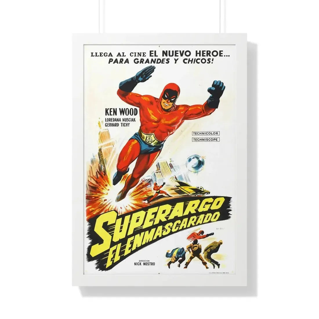 SUPERARGO VS DIABOLICUS (2) 1966 - Framed Movie Poster 20" x 30" White - The Sticker Space